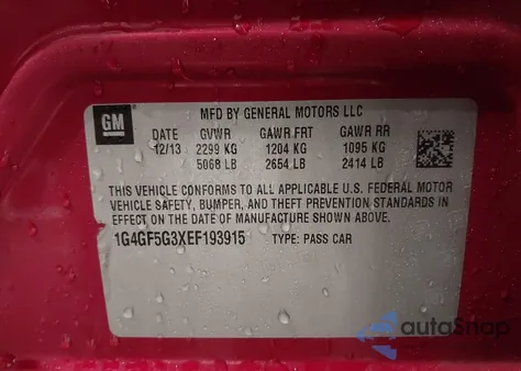 2014 Buick Lacrosse Premium Ii Group from USA, damaged, VIN 1G4GF5G3XEF193915